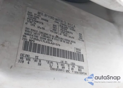 2002 Ford Expedition Eddie Bauer z USA, uszkodzony, nr VIN 1FMRU17L32LA01576